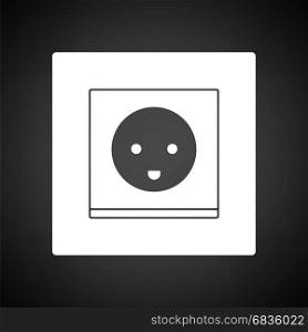 Austria electrical socket icon. Black background with white. Vector illustration.