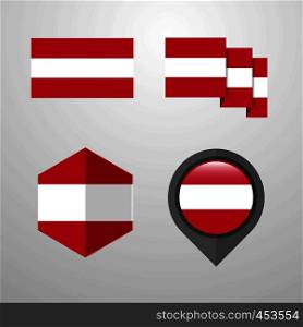 Austria flag design set vector