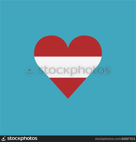 Austria flag icon in a heart shape in flat design. Independence day or National day holiday concept.