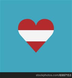 Austria flag icon in a heart shape in flat design. Independence day or National day holiday concept.