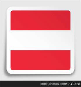 Austria flag icon on paper square sticker with shadow. Button for mobile application or web. Vector
