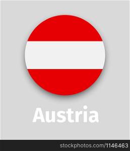 Austria flag, round icon with shadow isolated vector illustration. Austria flag, round icon