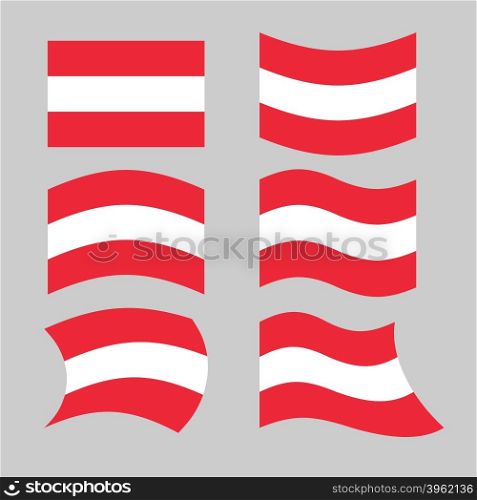 Austria flag. Set of flags o Austrian Republic in various forms. Developing Austrian flag European state&#xA;