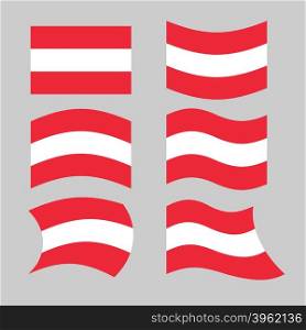 Austria flag. Set of flags o Austrian Republic in various forms. Developing Austrian flag European state&#xA;