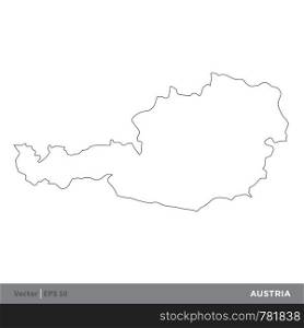 Austria - Outline Europe Country Map Vector Template, stroke editable Illustration Design. Vector EPS 10.