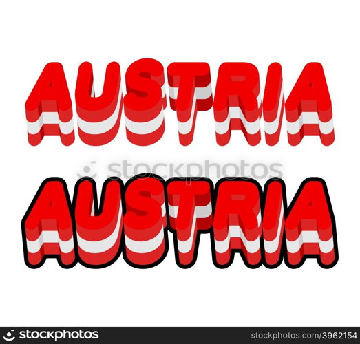 Austria typography. Text of Austrian flag. Emblem of European countries on white background. letters tricolor&#xA;