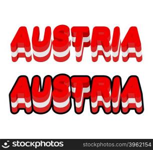 Austria typography. Text of Austrian flag. Emblem of European countries on white background. letters tricolor&#xA;