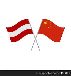 Austrian and Chinese flags vector isolated on white background