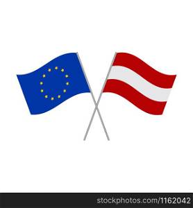 Austrian and European Union flags vector isolated on white background
