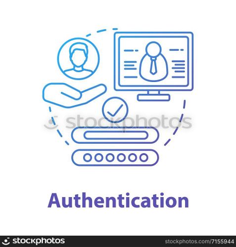 Authentication concept icon. User authorization, login. Personal privacy protection with password. Cybersecurity system idea thin line illustration. Vector isolated outline drawing