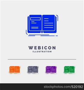 Author, book, open, story, storytelling 5 Color Glyph Web Icon Template isolated on white. Vector illustration. Vector EPS10 Abstract Template background