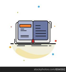 Author, book, open, story, storytelling Flat Color Icon Vector