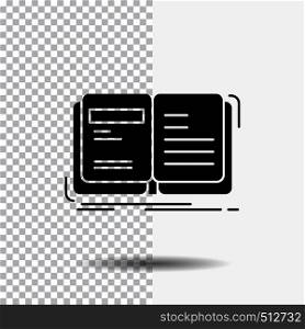 Author, book, open, story, storytelling Glyph Icon on Transparent Background. Black Icon. Vector EPS10 Abstract Template background