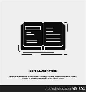 Author, book, open, story, storytelling Icon. glyph vector gray symbol for UI and UX, website or mobile application. Vector EPS10 Abstract Template background