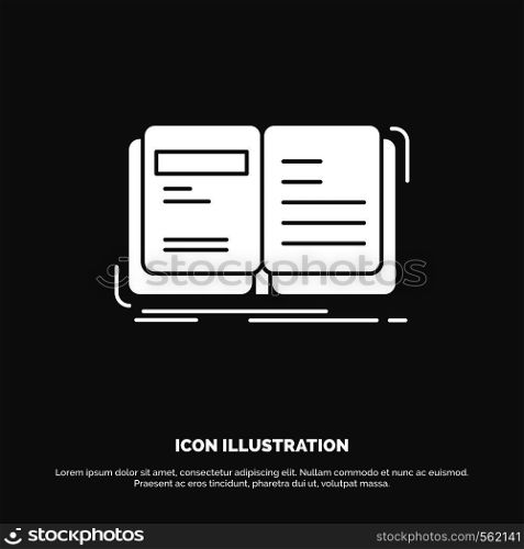Author, book, open, story, storytelling Icon. glyph vector symbol for UI and UX, website or mobile application. Vector EPS10 Abstract Template background