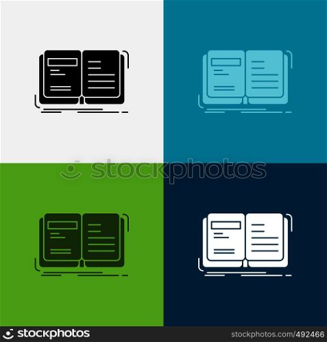 Author, book, open, story, storytelling Icon Over Various Background. glyph style design, designed for web and app. Eps 10 vector illustration. Vector EPS10 Abstract Template background
