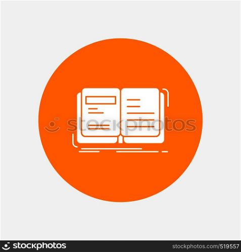 Author, book, open, story, storytelling White Glyph Icon in Circle. Vector Button illustration. Vector EPS10 Abstract Template background
