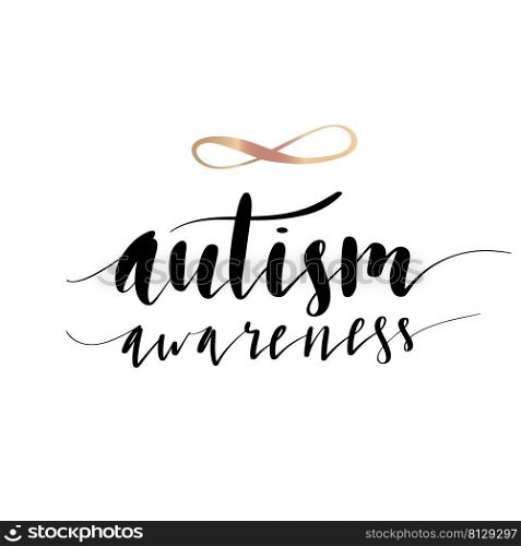 Autism Awareness handwritten lettering vector illustration in script. Autism Awareness handwritten lettering vector illustration