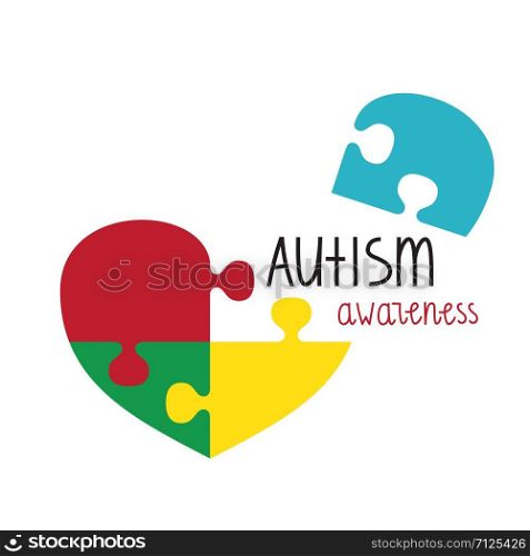 Autism Awareness Print. Broken heart with hand lettering