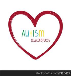 Autism Awareness Print. Heart with hand lettering