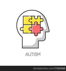 Autism color icon. Puzzled mind. Neurology and psychiatry. Children illness support. Different thinking. Asperger. Developmental disorder. Clinical psychology. Isolated vector illustration