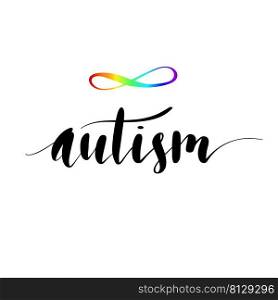 Autism handwritten lettering vector illustration in script. Autism handwritten lettering vector illustration