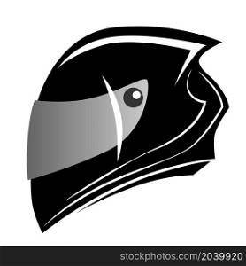Auto and moto stylized helmet black and white vector illustration.