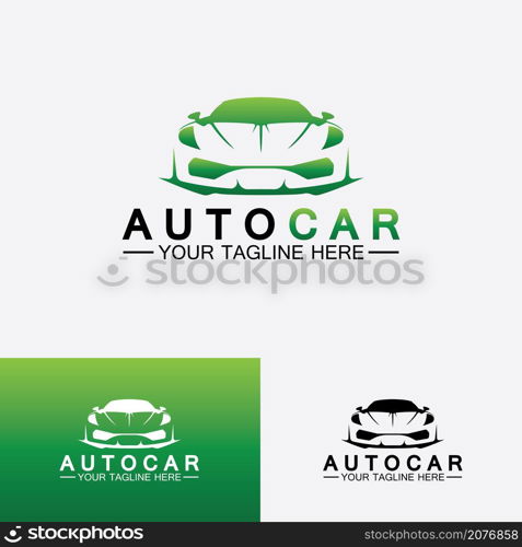 Auto car logo design with concept sports car vehicle icon silhouette.Vector illustration design template.