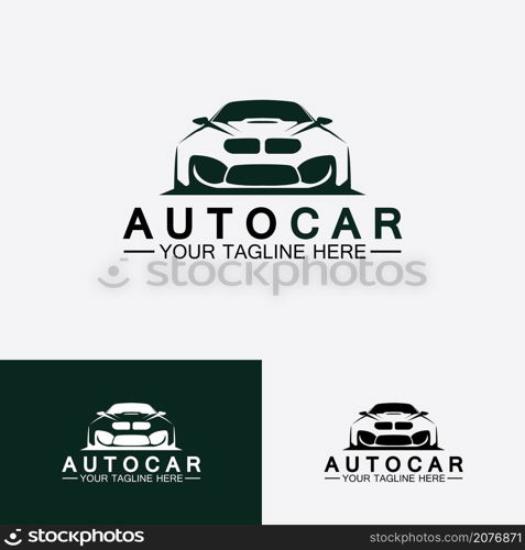 Auto car logo design with concept sports car vehicle icon silhouette.Vector illustration design template.