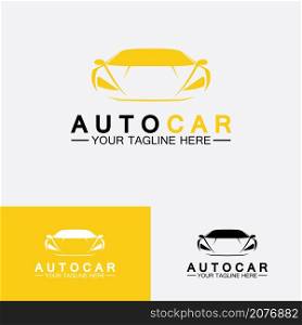 Auto car logo design with concept sports car vehicle icon silhouette.Vector illustration design template.