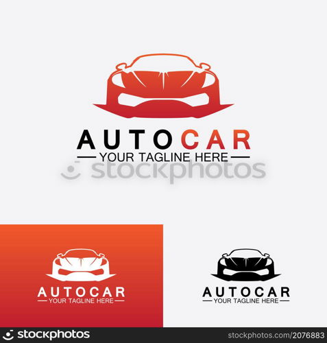 Auto car logo design with concept sports car vehicle icon silhouette.Vector illustration design template.