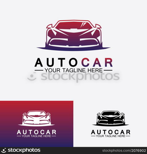 Auto car logo design with concept sports car vehicle icon silhouette.Vector illustration design template.