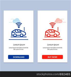 Auto, Car, Wifi, Signal Blue and Red Download and Buy Now web Widget Card Template
