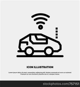 Auto, Car, Wifi, Signal Line Icon Vector