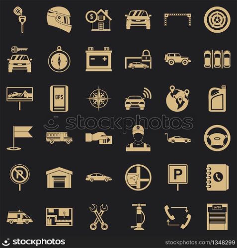 Auto garage icons set. Simple style of 36 auto garage vector icons for web for any design. Auto garage icons set, simple style