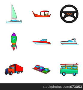 Auto icons set. Cartoon set of 9 auto vector icons for web isolated on white background. Auto icons set, cartoon style