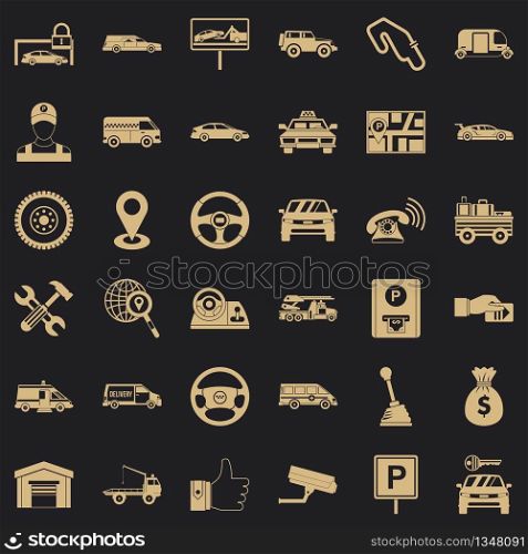 Auto icons set. Simple style of 36 auto vector icons for web for any design. Auto icons set, simple style