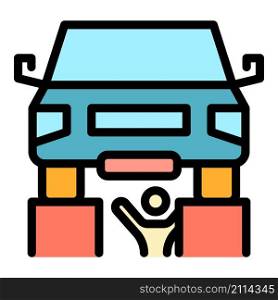 Auto mechanic fix car icon. Outline auto mechanic fix car vector icon color flat isolated. Auto mechanic fix car icon color outline vector
