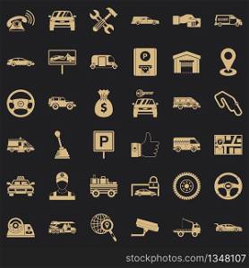 Auto rental icons set. Simple style of 36 auto rental vector icons for web for any design. Auto rental icons set, simple style
