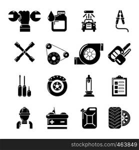 Auto repair icons set. Simple illustration of 16 auto repair vector icons for web. Auto repair icons set, simple style