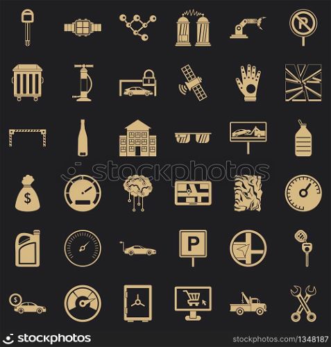 Auto repair icons set. Simple style of 36 auto repair vector icons for web for any design. Auto repair icons set, simple style