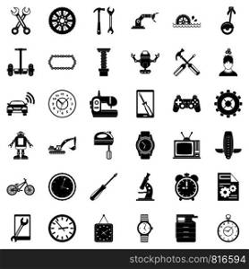 Auto repair icons set. Simple style of 36 auto repair vector icons for web isolated on white background. Auto repair icons set, simple style