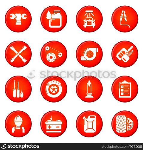 Auto repair icons set vector red circle isolated on white background . Auto repair icons set red vector