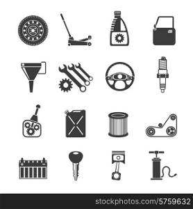 Auto service automobile systems icons black set isolated vector illustration. Auto Service Icons Black
