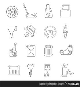Auto service car maintenance and tuning outline icons set isolated vector illustration. Auto Service Icons Set