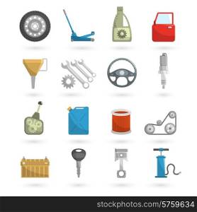 Auto service car repair automobile parts icons flat set isolated vector illustration. Auto Service Icons Flat