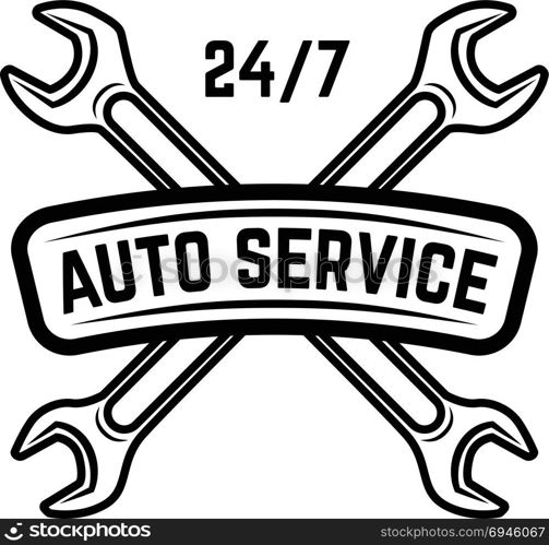 Auto service. Service station. Car repair. Design element for logo, label, emblem, sign.