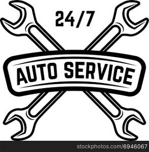 Auto service. Service station. Car repair. Design element for logo, label, emblem, sign.