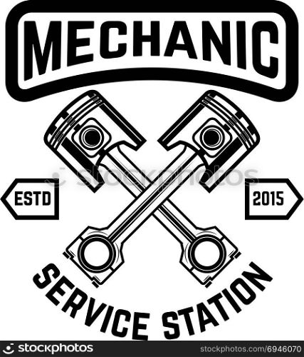 Auto service. Service station. Car repair. Design element for logo, label, emblem, sign. Vector illustration