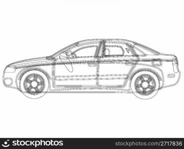 auto sketch vector against white background, abstract art illustration